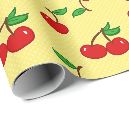 Sehr Dotty Kirsche im Gelb Geschenkpapier (Rolleneckpunkt)