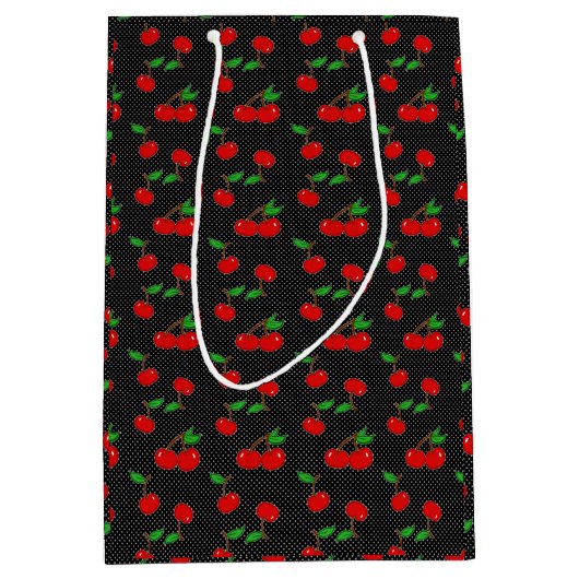 Sehr Dotty Kirschgeschenk-Tasche im Schwarzen Mittlere Geschenktüte (Vorderseite)