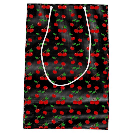 Sehr Dotty Kirschgeschenk-Tasche im Schwarzen Mittlere Geschenktüte (Rückseite)