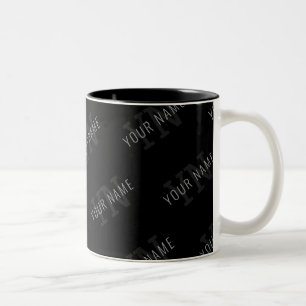 Sehr dunkelgraues und schwarzes Monogramm-Namen-Mu Zweifarbige Tasse