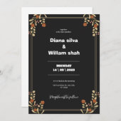 Sehr dunkelrote und weich-orange ästhetische Hochz Einladung (Vorne/Hinten)