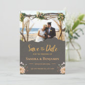 Sehr dunkle Gold Minimalistisch Flat Save the Date (Stehend Vorderseite)