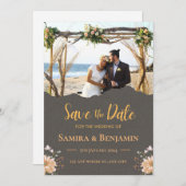 Sehr dunkle Gold Minimalistisch Flat Save the Date (Vorne/Hinten)