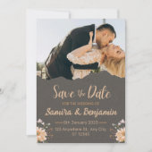 Sehr dunkles Orange Minimalistisches Foto Hochzeit Einladung (Vorderseite)