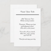 Sehr einfache traditionelle Schwarze Krawatte Hoch Einladung (Vorne/Hinten)