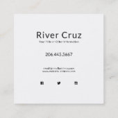 Sehr einfacher schwarzer Text auf Weiß Quadratische Visitenkarte (Rückseite)