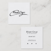 Sehr einfacher schwarzer Text auf Weiß Quadratische Visitenkarte (Vorne/Hinten)