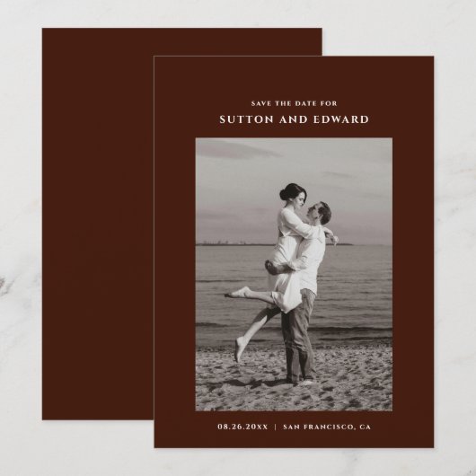 Sehr einfaches Foto für Singles Save The Date (Vorne/Hinten)