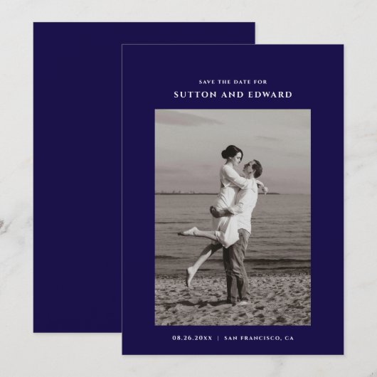 Sehr einfaches Foto für Singles Save The Date (Vorne/Hinten)