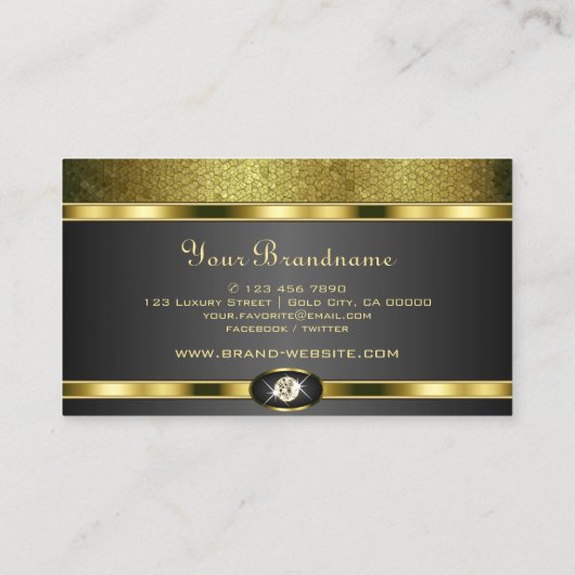 Sehr elegant Gold und schwarz gefärbt mit Diamante Visitenkarte (Rückseite)