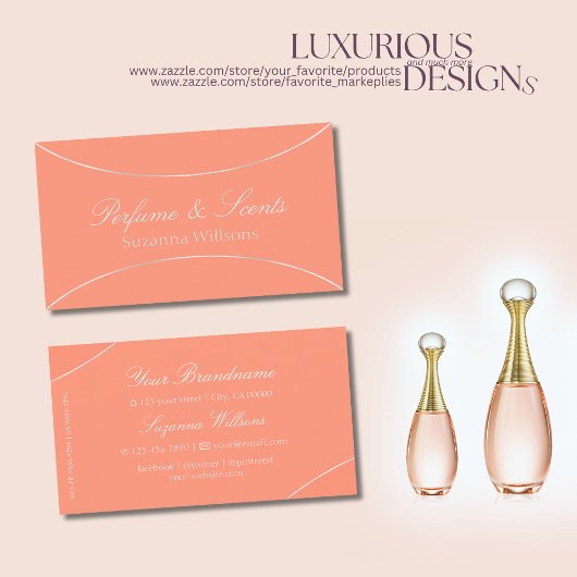 Sehr elegante Koralle mit Perlsilber Grenze Modern Visitenkarte