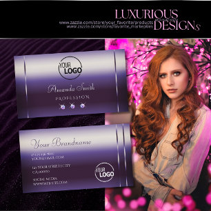 Sehr elegante Lila, schimmernde Rhinestones-Logo Visitenkarte
