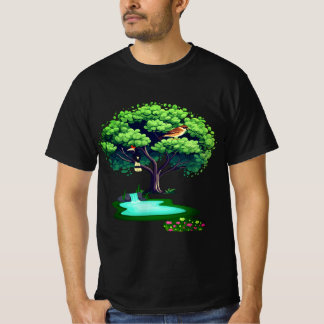 Sehr elegante Natur Bäume und Vögel Natur T-shir T-Shirt