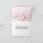 Sehr elegante, rosa Wasserfarbenhochzeit Dankeskarte (Innenseite)