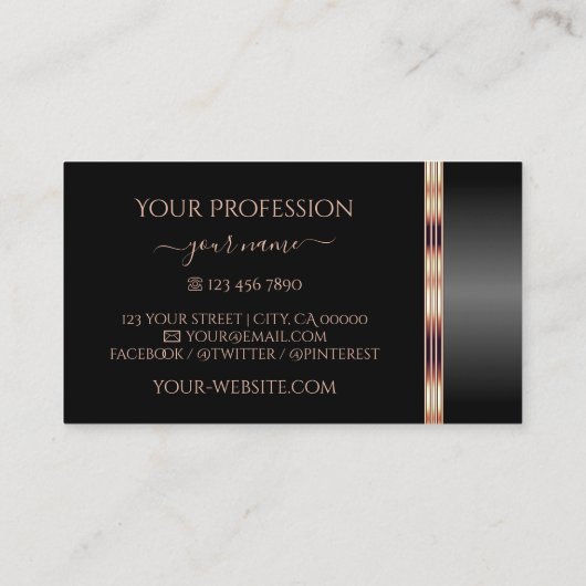 Sehr elegante Schwarze und Rose Verzierte Ornament Visitenkarte (Rückseite)