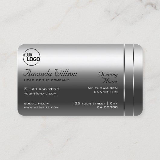 Sehr elegante Silberschimmernde Diamanten und Logo Visitenkarte (Rückseite)