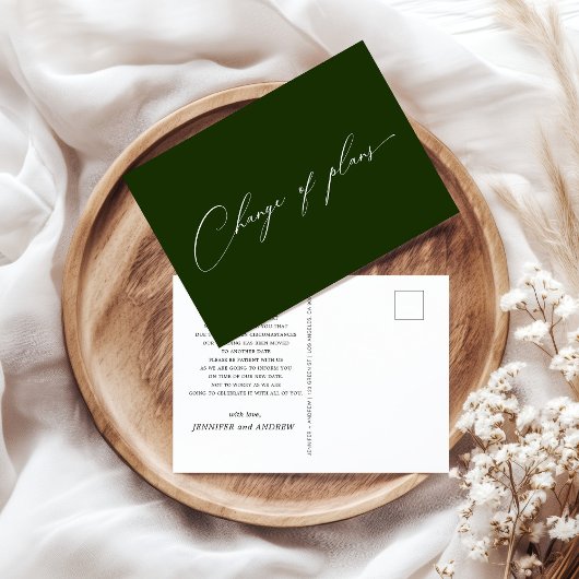 Sehr elegante Skriptänderung von Plänen Hochzeit Postkarte