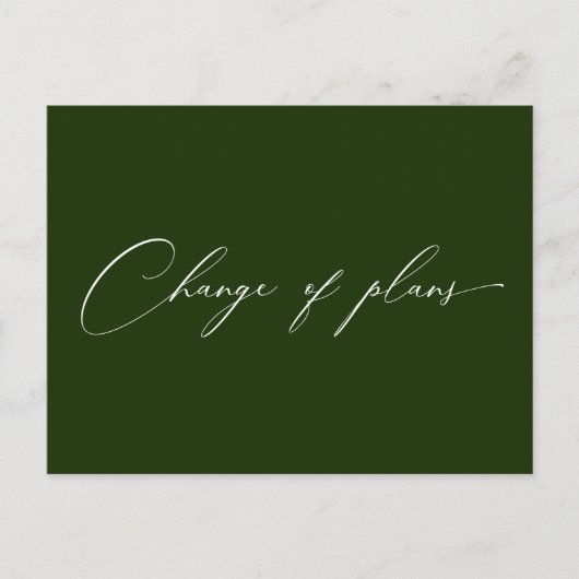 Sehr elegante Skriptänderung von Plänen Hochzeit Postkarte (Vorderseite)
