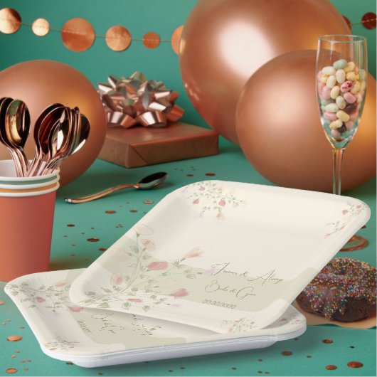 Sehr elegante Square Floral entworfen Pappteller (Multi)