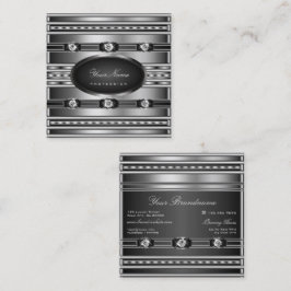 Sehr eleganter Schwarz-Silber-Effekt mit Diamanten Quadratische Visitenkarte