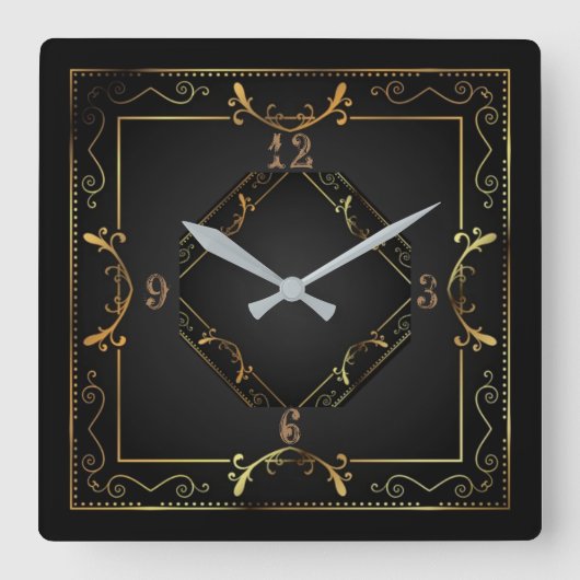 Sehr elegantes Art Deco Quadratische Wanduhr (Vorderseite)