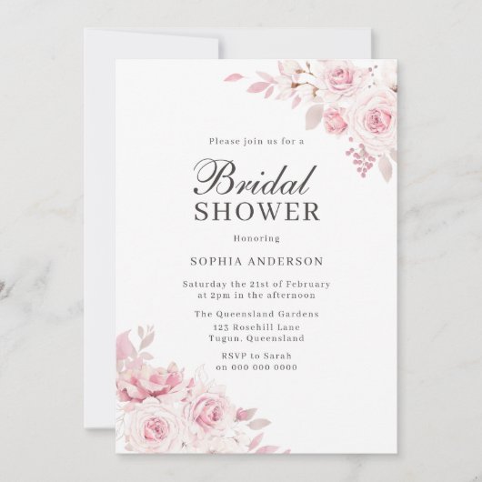 Sehr elegantes Brautparty mit Wasserfarben Einladung (Vorderseite)