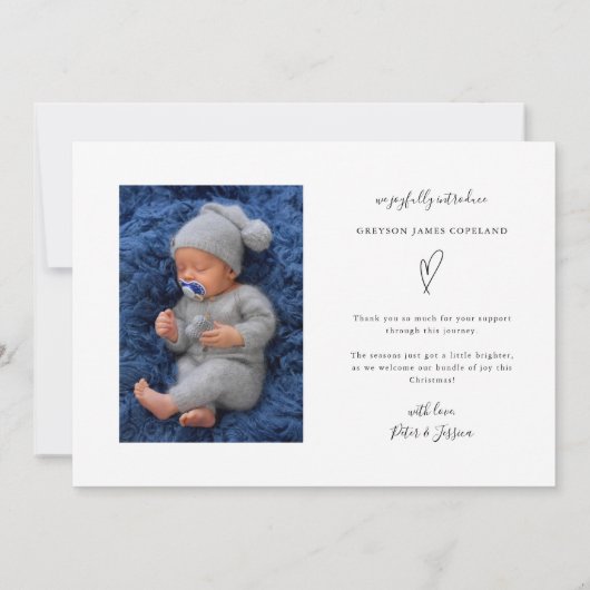 Sehr erfreuliches Holiday Baby Foto Geburtsankündi Ankündigung (Rückseite)