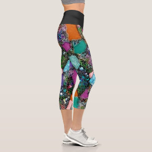 Sehr farbenfrohe abstrakte Formen Kunst 11 Capri Leggings