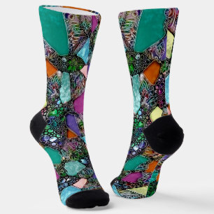 Sehr farbenfrohe abstrakte Formen Kunst 11 Socken