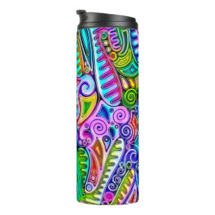 Sehr farbenfrohe abstrakte Formen Kunst 9 Thermosbecher