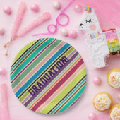 Sehr farbenfroher Streifen Pappteller (Party)