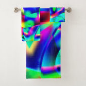 Sehr farbenprächtige gebogene Formen, Grün dominie Badhandtuch Set (Insitu)