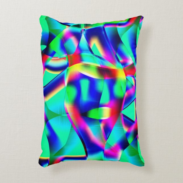 Sehr farbenprächtige gebogene Formen, Grün dominie Dekokissen (Vorderseite(Vertikal))
