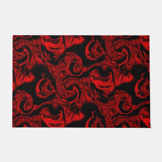 Sehr farbige rote Spiralteile auf schwarzem Hinter Fußmatte (Vorderseite)