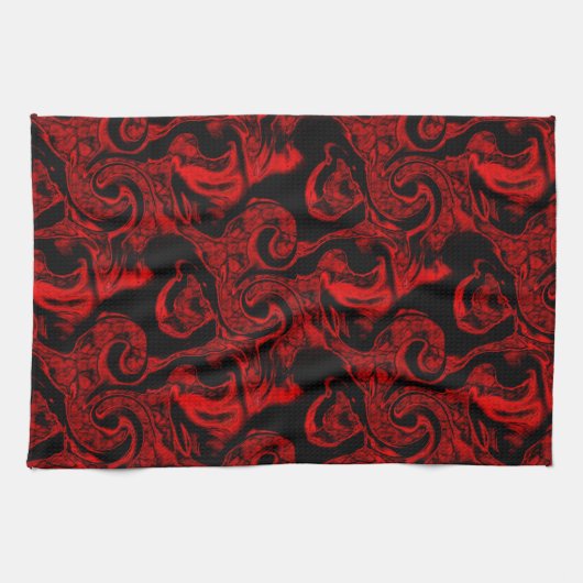 Sehr farbige rote Spiralteile auf schwarzem Hinter Geschirrtuch (Horizontal)