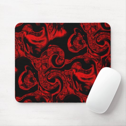 Sehr farbige rote Spiralteile auf schwarzem Hinter Mousepad (Mit Mouse)