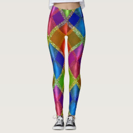 Sehr farbiges geometrisches Design mit Glitzer Leggings