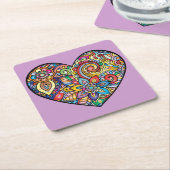 Sehr farbiges Mosaik und Blumenherz Rechteckiger Pappuntersetzer (angewinkelt)