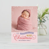 Sehr freundliches Script-farbiges Foto Feiertagskarte (Stehend Vorderseite)