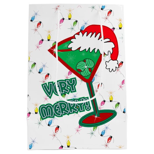 Sehr froh! Weihnachts Martini Wrapping Paper Mittlere Geschenktüte (Rückseite)