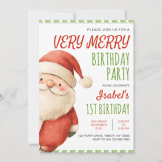 Sehr froh zum Geburtstag Weihnachtsmann Einladung