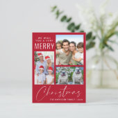 Sehr frohe 4 Foto Weihnachten Rot (Stehend Vorderseite)