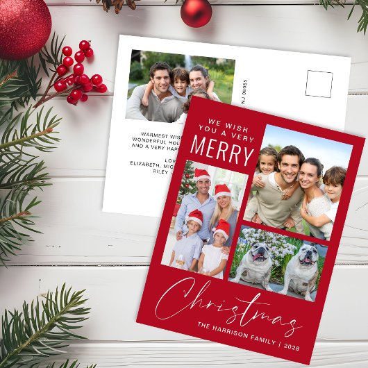 Sehr frohe 4 Foto Weihnachten Rot