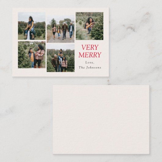 Sehr frohe 5 FotoCollage Mitteilungskarte (Vorne/Hinten)