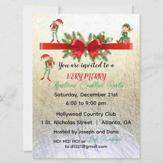 Sehr frohe Elfen Party Holiday Einladung 6,5" x 8 (Vorderseite)