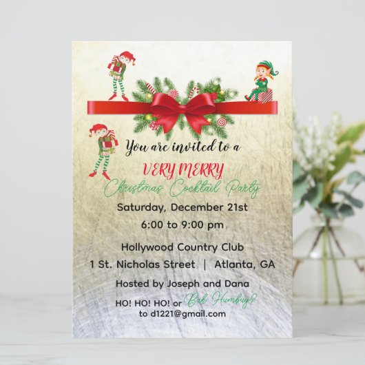 Sehr frohe Elfen Party Holiday Einladung 6,5" x 8 (Stehend Vorderseite)