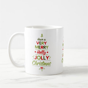 Sehr frohe Holly Jolly Weihnachtsbaum Xmas Kaffeetasse