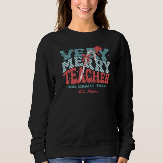 Sehr frohe Lehrerin Weihnachts Retro Sweatshirt (Vorderseite)