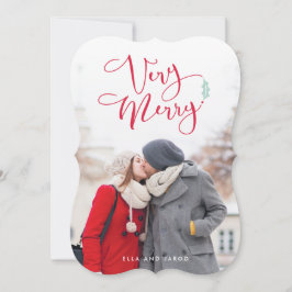 Sehr frohe, Red Script Weihnachtsfotokarten Feiertagskarte