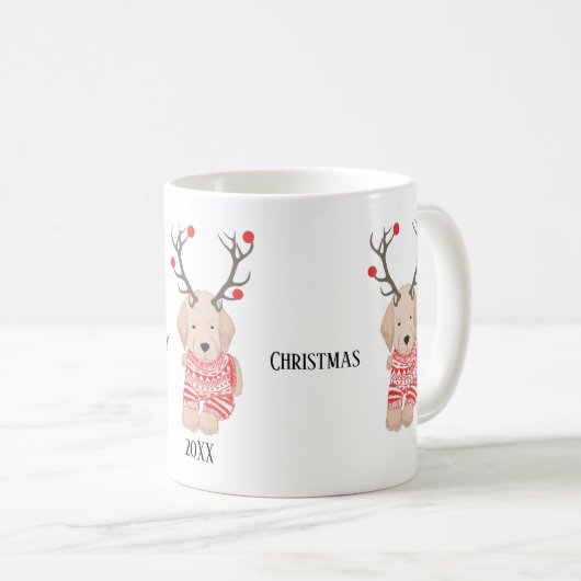 Sehr frohe Weihnachten Golden Retriever Puppy Cust Kaffeetasse (VorderseiteRechts)